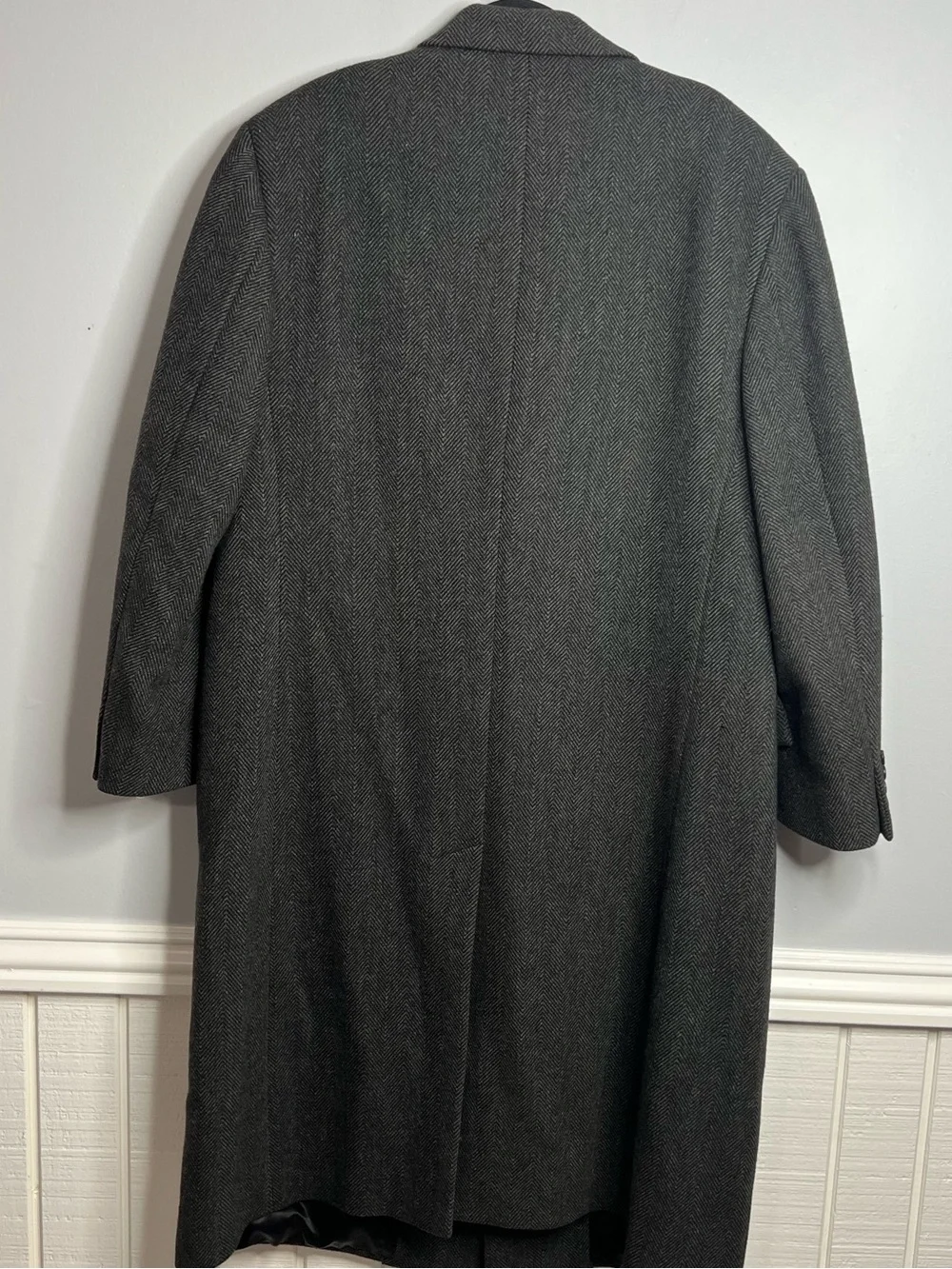 Polo Ralph Lauren Herringbone Wool Overcoat Mens XL?? Grey Canada Chesterfield